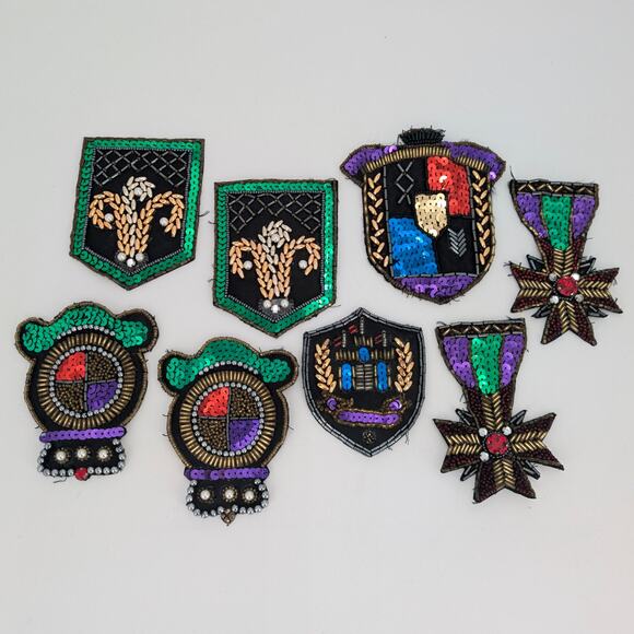 Marisa Christina Sequin Military Style Patches Shield Badge Emblem Appliques - Picture 1 of 15